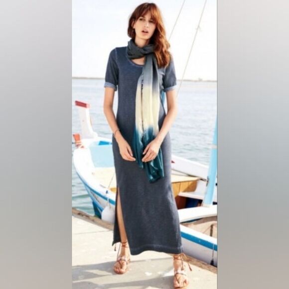 Peruvian Connection Vintage T-Shirt Dress New Blue Gray XS - Picture 1 of 6